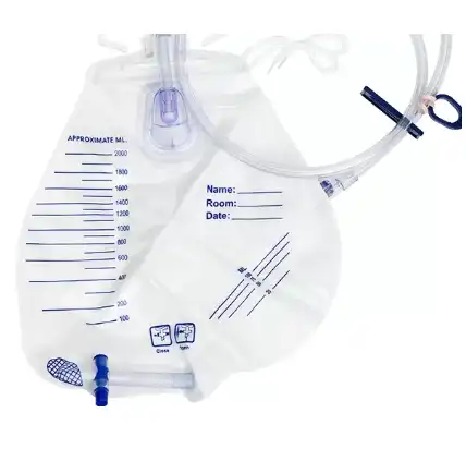 Sterile Medical Grade PVC Urine Drainage Bag with 2000ml Capacity and Bottom Outlet T Valve 