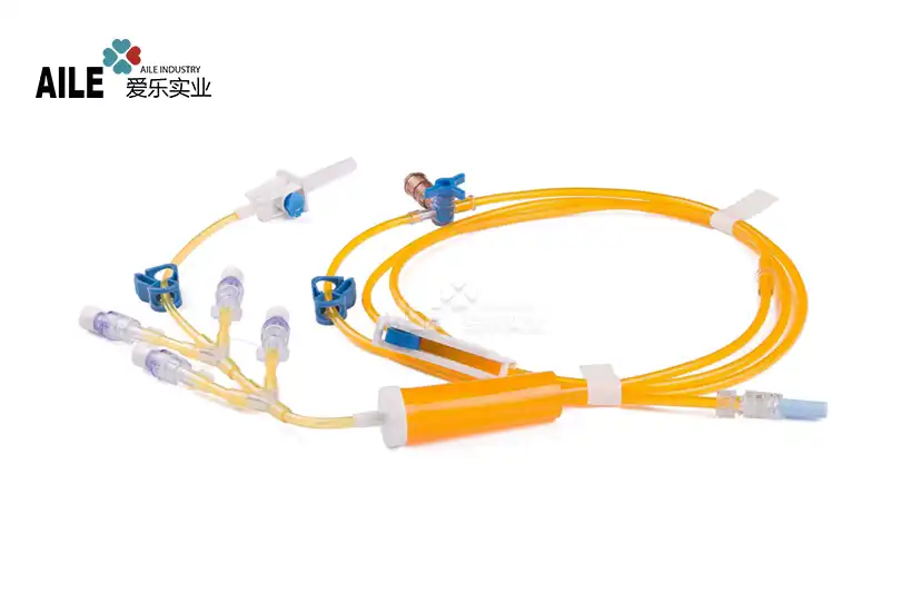Light-Shielding IV Infusion Set with Dual Y Injection Ports, 5pcs needle-free connectors, 220cm Tube